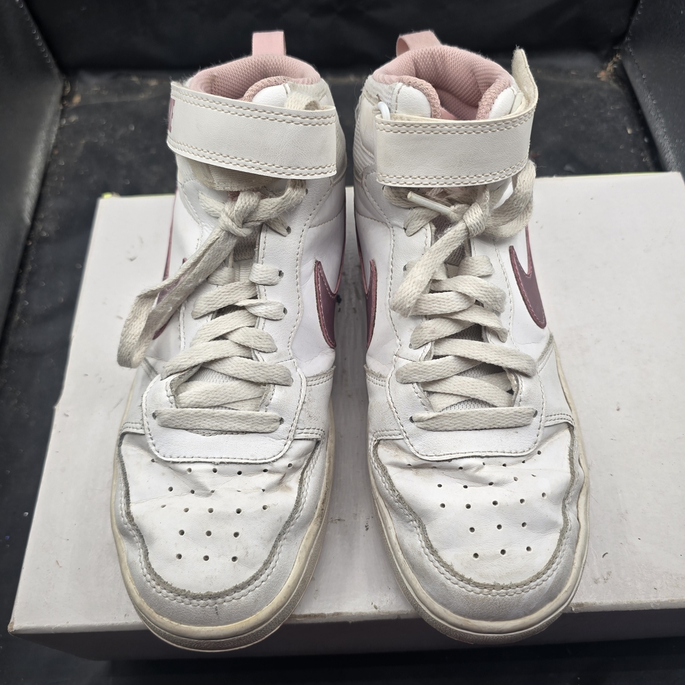 White and Pink‎ High-Top Sneakers